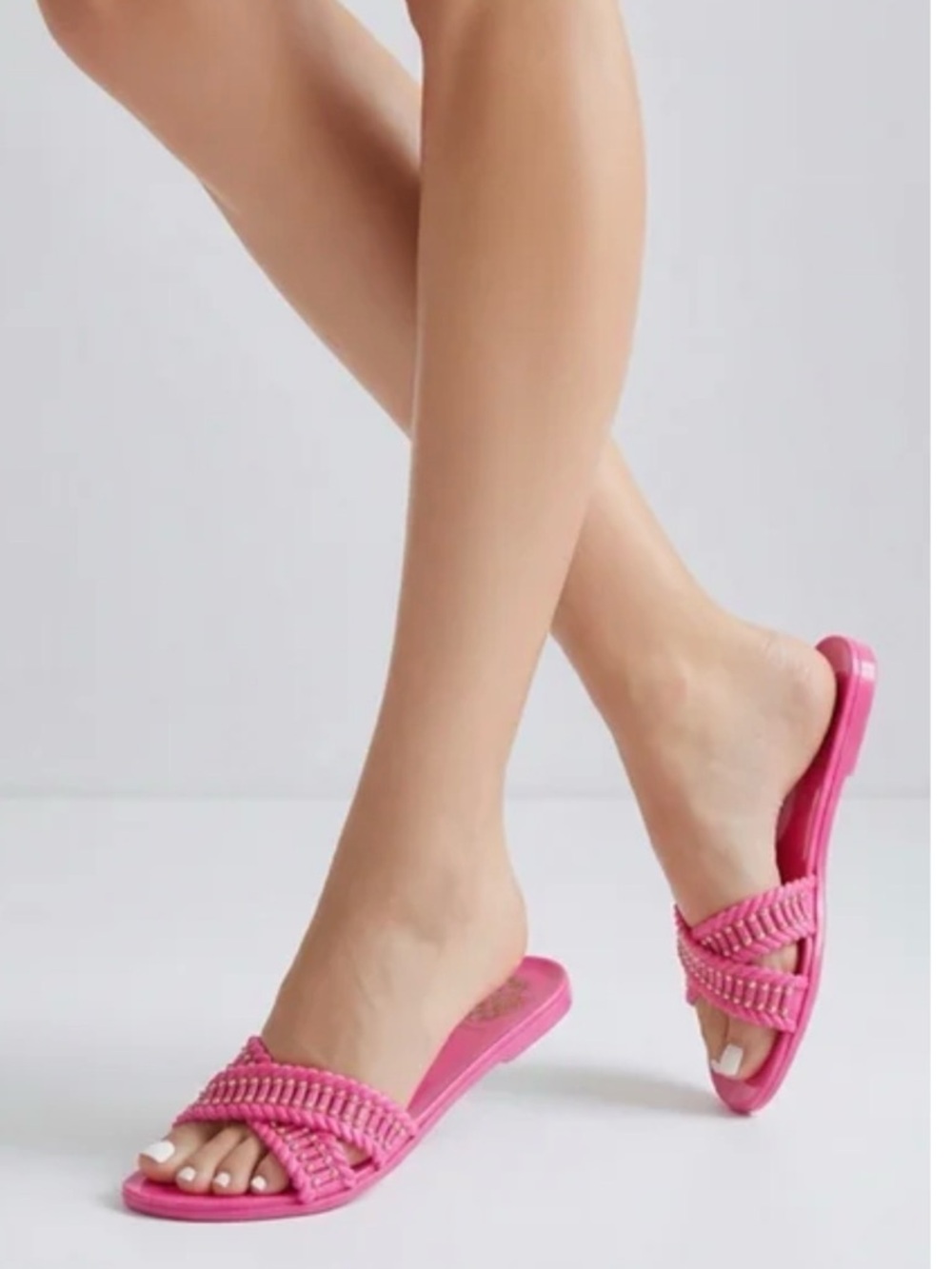 Vince Camuto Hot Pink Braided Slide Mules